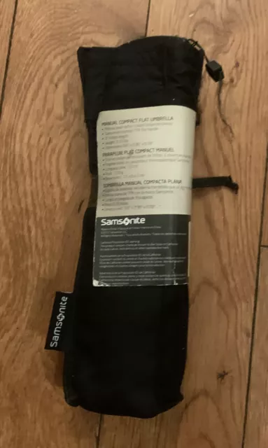 Samsonite Black Manual Flat Compact Folding Umbrella New