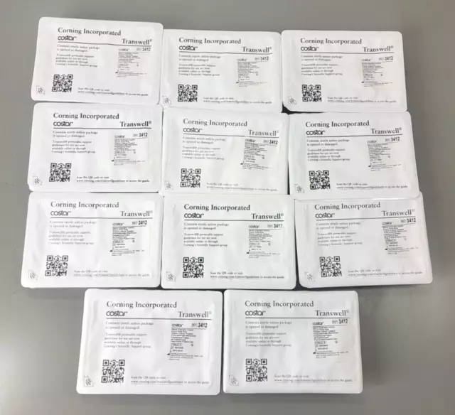11 Pcs Costar Transwell 24mm insert 6 Well Cell Culture Plates # 3412