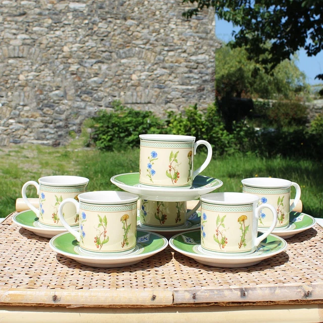 Service café vintage 8 tasses - arcoroc - noire - vaisselle ancienne - Arts de la table