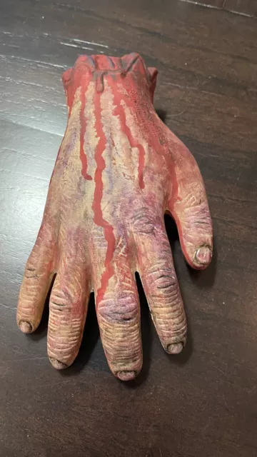 Lifelike Life Size Bloody Severed Hand Halloween Prop By Faux Finish Artist