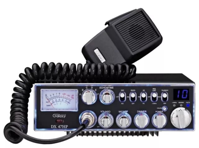 Galaxy DX47HP AM/FM 10 Meter 100 Watt Radio w/ 7-color Selectable Backlight