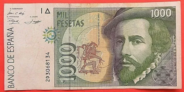 Très Beau  Billet de 1000  PESETAS  du 12 / 10 / 1992  Type  " CORTES  " ESPAGNE