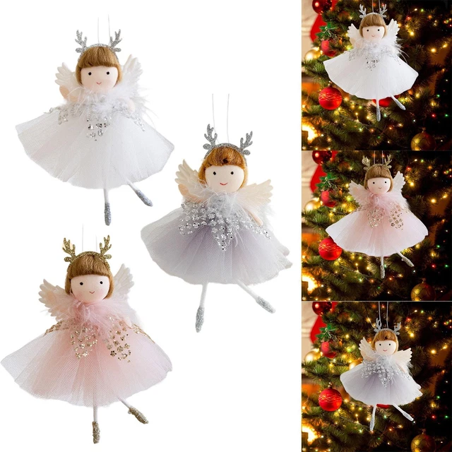 Ornements Suspendus en Peluche Ange de Noël Pendentif Arbre de Noël Décoration Maison Fête d'Anniversaire Fille