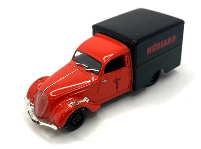 Miniature Norev 1/43 - Peugeot 202 Camionnette Hediard - Occasion Très Bon état Avec Boîte