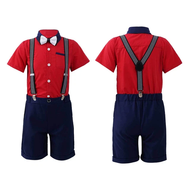 Set outfit inhzoy bambini ragazzi gentiluomo button down camicia solida pantaloncini mosca 3