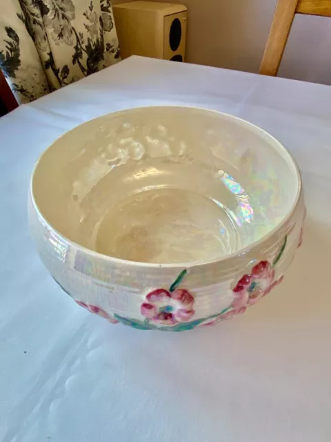 Vintage Rare Maling Lustre Floral Oval Pearlescent Dish 10” x 5”