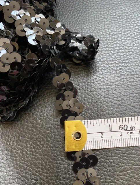 2.5 Metres Black Flat Sequin Lace Trim Edging 1.5cm Non Stretch Sewing