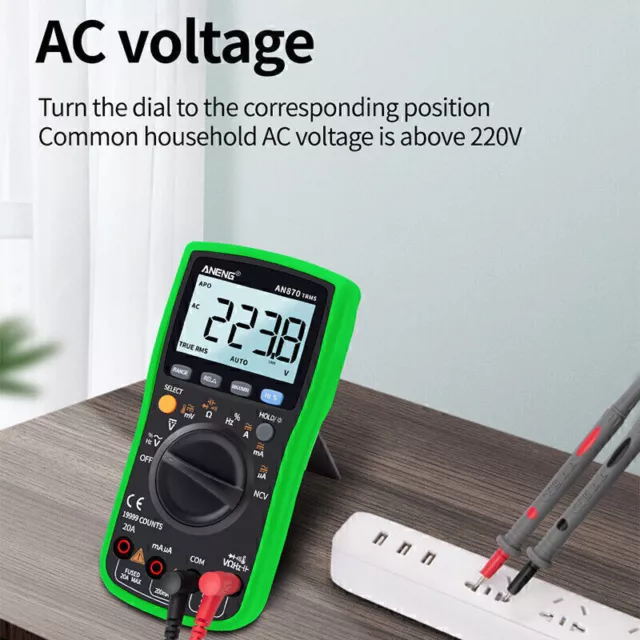 ANENG AN870 Backlight LCD Digital Multimeter AC/DC Voltage DC/AC Current Tester