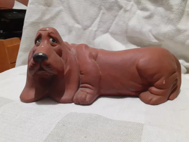 Vintage 1997 Hand Painted Duncan Ceramics Bassett Hound Dog