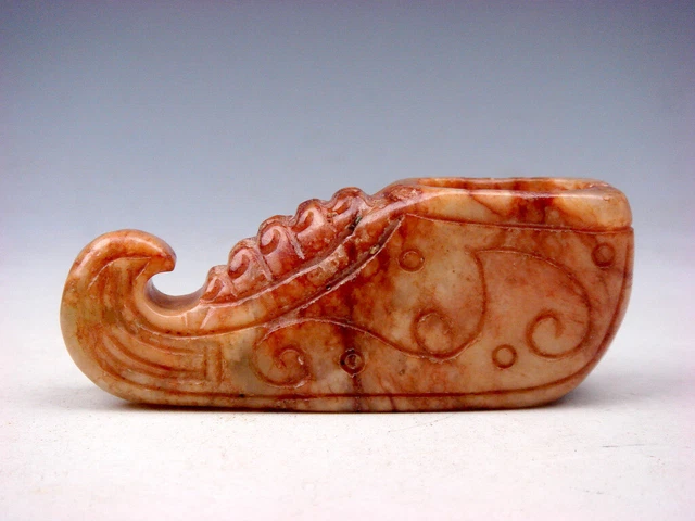 Old Nephrite Jade Stone Carved Sculpture Ancient Chinese Lady Shoe #11182305