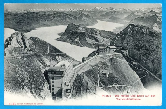 Luzern (um 1905) - Pilatus mit Hotel Bellevue & Kulm und Vierwaldstättersee 506