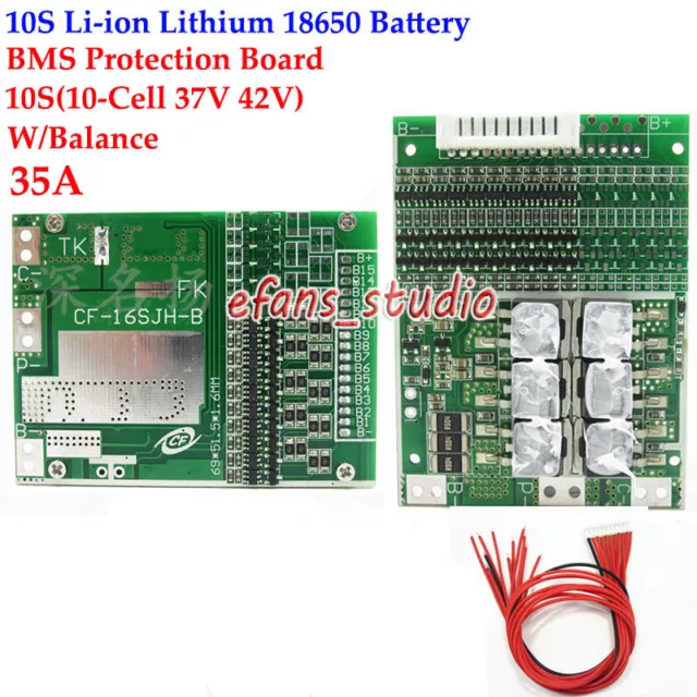10S 35A 37V 42V w/Balance Li-ion Lithium 18650 Battery Pack Protection PCB Board