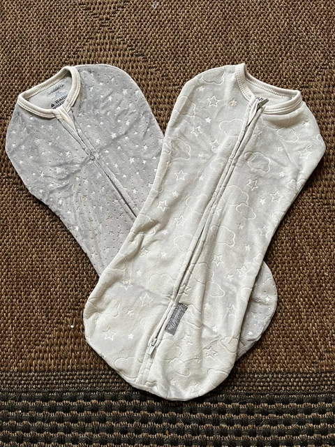 ¡SWADDLE ME NUEVO! Vaina para dormir infantil de terciopelo gris brezo 2 piezas con cremallera talla NB