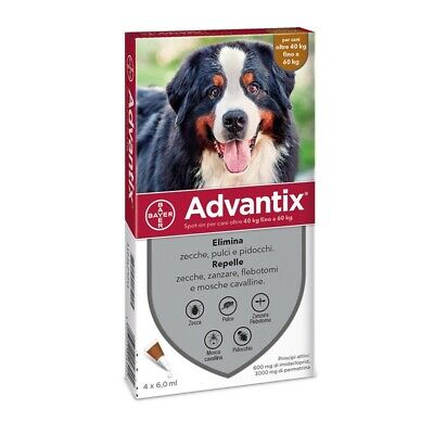 Advantix 40 60 kg 4 fiale antiparassitario per cani di taglia gigante Bayer