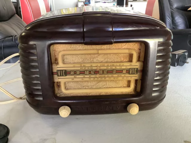 Vintage Astor Mickey Art Deco Tube Radio Brown Bakelite