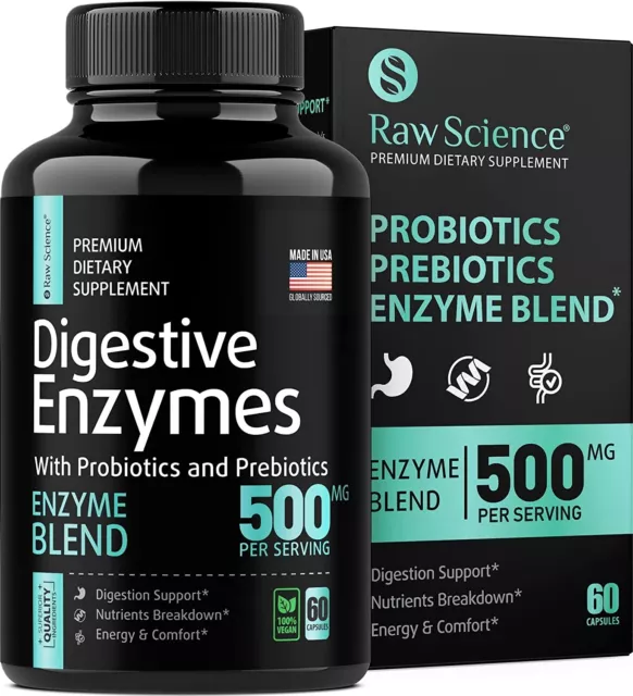 Digestive Enzymes with Probiotics and Prebiotic for Men | 60 Vegan Capsules