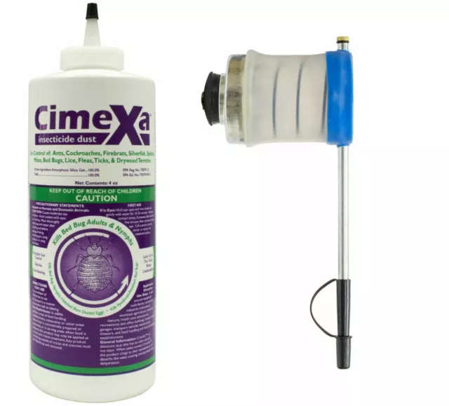 4 oz Cimexa Dust Pest INSECTICIDE & Bellow Puffer Duster Bedbugs Silverfish etc.