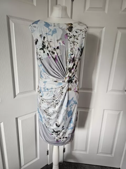 Autograph Abstract Print Ruched Bodycon Dress Size 14 Party Cocktail Elegant