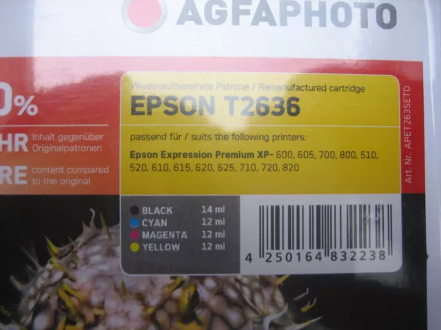 AGFA PHOTO T2636 Multipack pour Epson Expression Premium XP -600 700 800 500