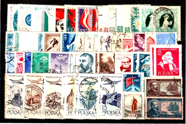 Polen-Einzelwerte aus dem Jahrgang 1957-gestempelt