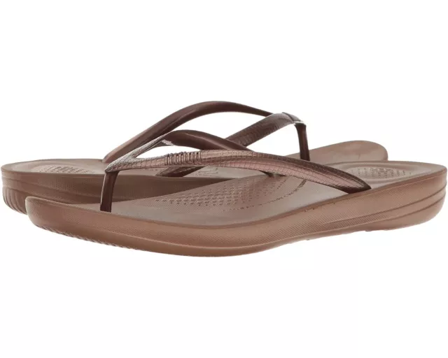 FitFlop N2523* iQushion Flip Flop Metallic Bronze Women's Size 9