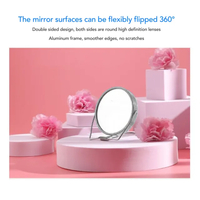 2 Sided Vanity Mirror 360 Degree Rotation Aluminum Frame Silver Vanity Mirro TTU