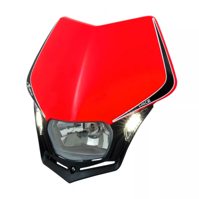 Mascherina Portafaro [Racetech] V-Face Led Rossa - Universale Per Moto