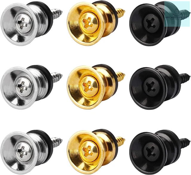 Guitar Strap Buttons End Pins Metal Guitar Strap Locks Pin with Mounting Screws