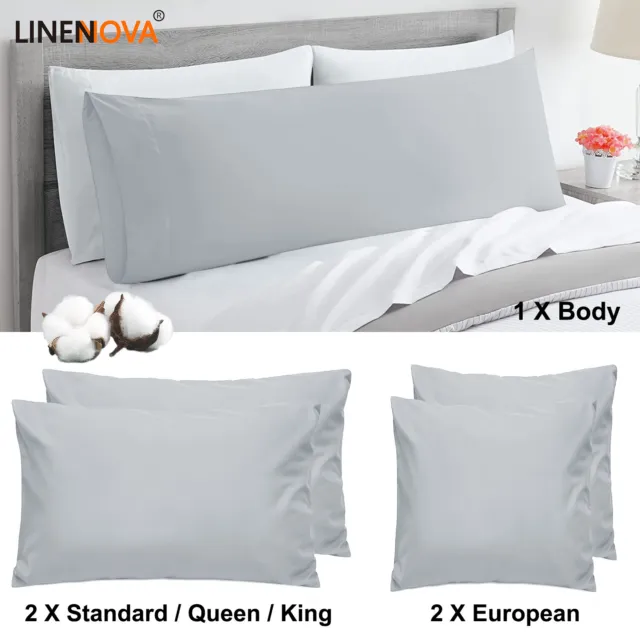 100% Luxury Cotton Pillowcases Soft Breathable Antibacterial Pillow Cover AU