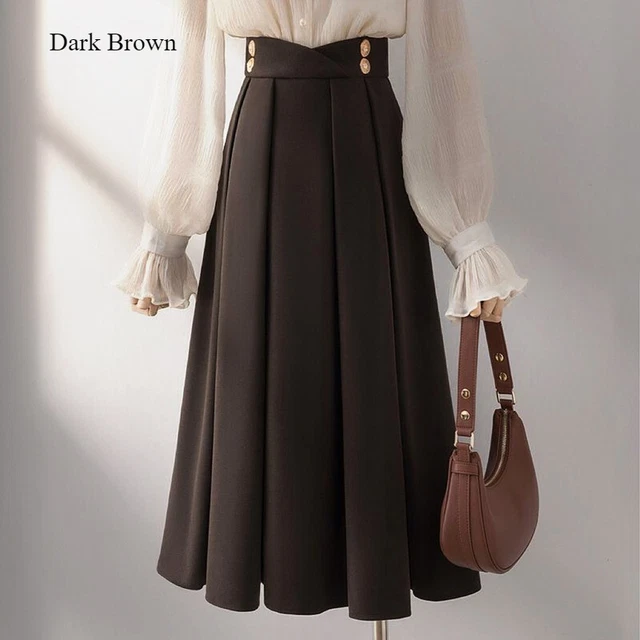 Jupe René Derhy En Daim Patchwork Noir Et Marron - Taille 36-38, Vintage, Très Bon état