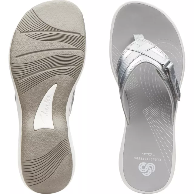 Clarks Breeze Sea Sandal for Women SILVER SYNTHETIC 26502 US SIZE 7 M (2207) NEW