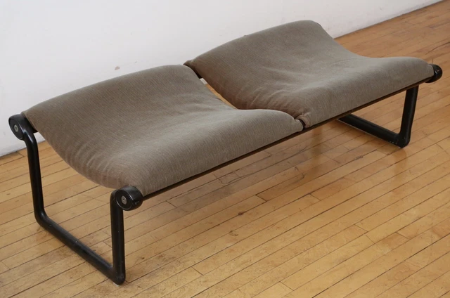 1973 Knoll Hannah Morrison Sling 2-Piece Bench Vintage Space Age Pop Sofa MCM