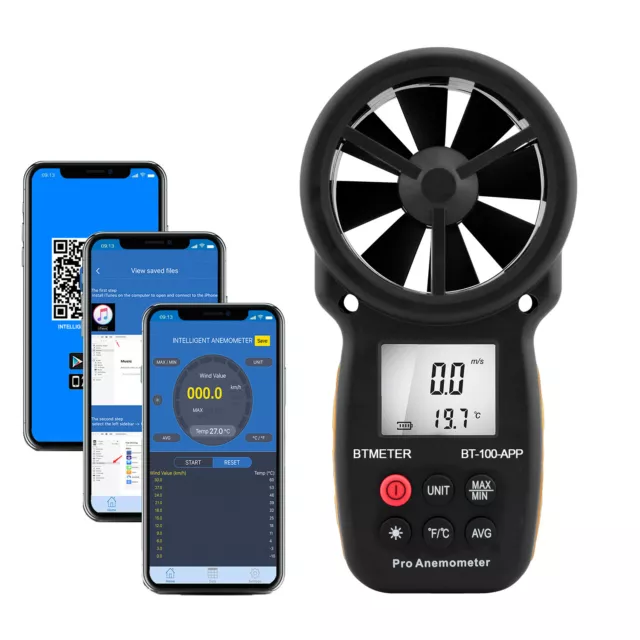 US Digital Anemometer Air Flow Meter Handheld Wind Speed Gauge Measure Tool port