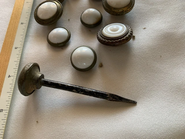 Lot of Antique Victorian White Dome Sulfide Hang Nail Tops 4