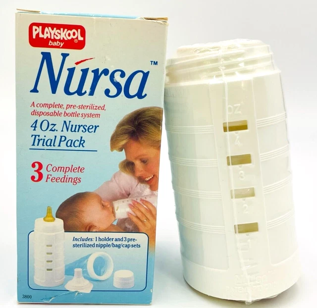 Playskool Baby Nursa 1987 Pre-Sterilized Disposable Bottle System 4 oz. Nurser
