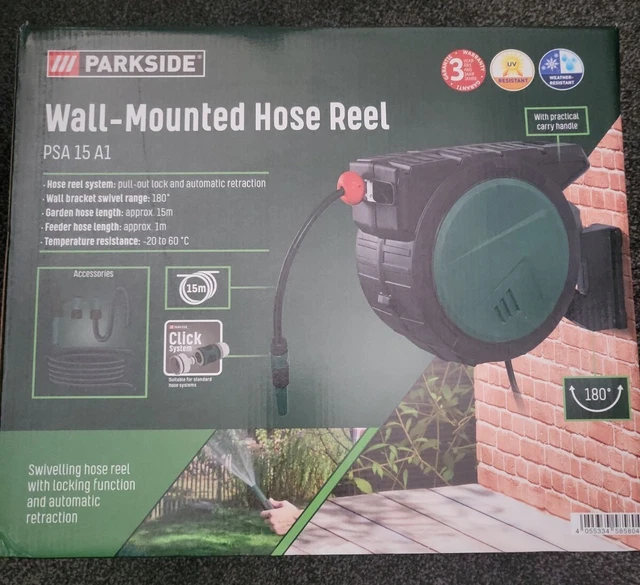 PARKSIDE WALL MOUNTED Hose Reel 4 Accessories Included PSA 15 A1 180