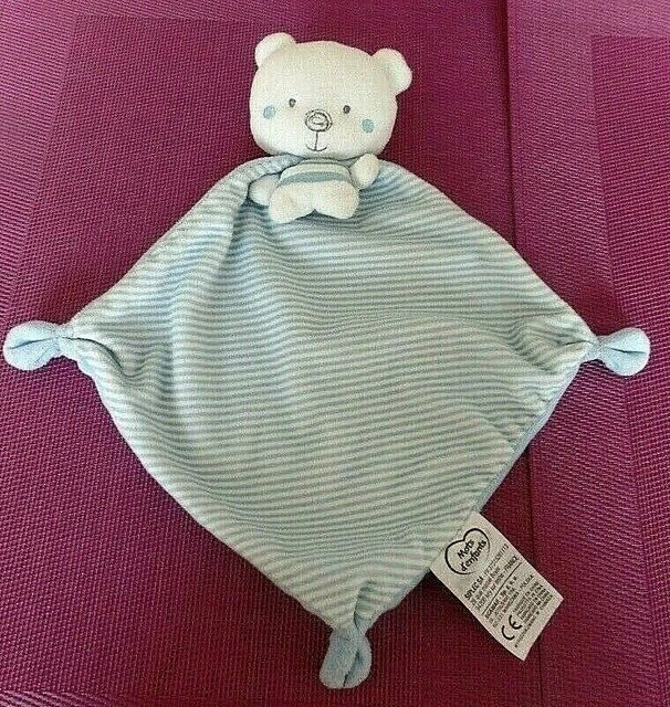 T1G / doudou plat lapin bleu blanc cape rayé bleu MOTS D'ENFANTS