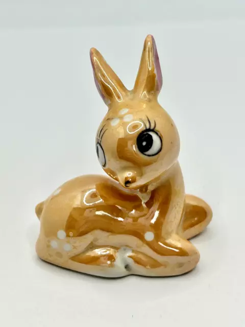 Vtg China Deer Figurine Large Eyes Brown Novelty Ornament Retro Grannycore gift