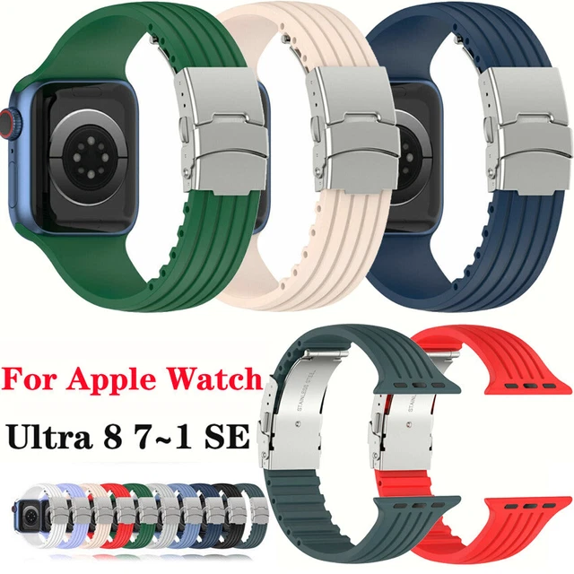 Faltschließe Silikon Armband für Apple Watch Serie Ultra 8 7 6 5 SE Armband 49mm