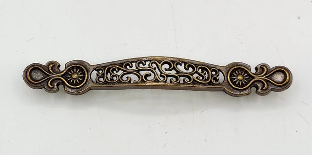 VINTAGE 4"  FILIGREE DRAWER PULL 1960s 5" Antique Cabinet Handle  Brass