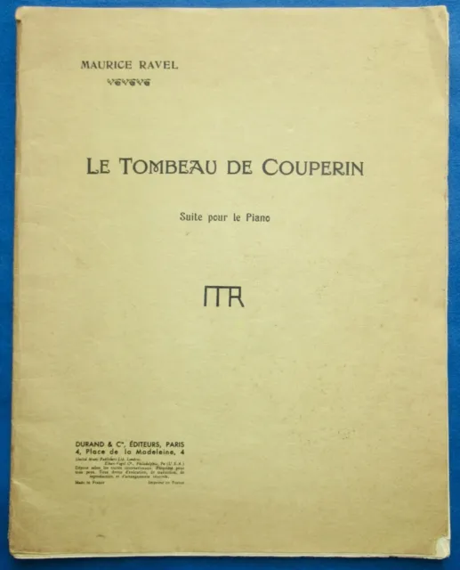 Maurice Ravel Partition Le Tombeau De Couperin Suite Pour Piano 1918-1966 Durand