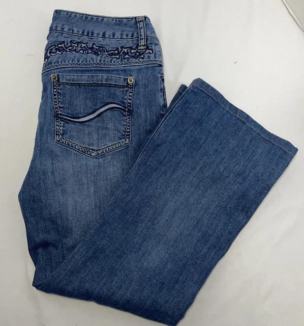 Reba Womens Western Tuxedo Stripe Embroidered Boot Cut Jeans Size 10 30x25