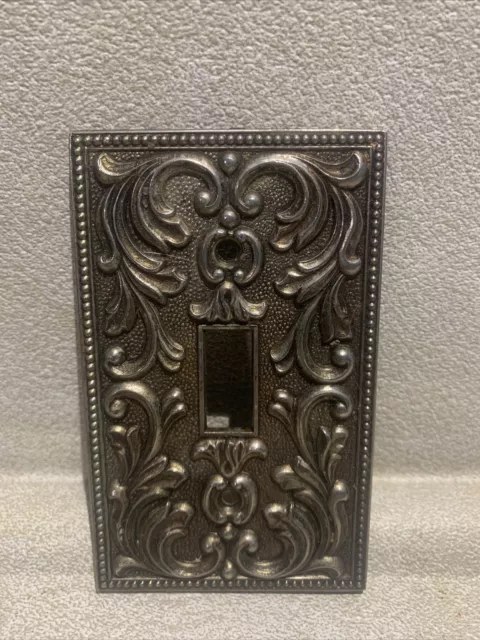Vintage Antique Brass Single Light Toggle Switch Plate 1968 #3097