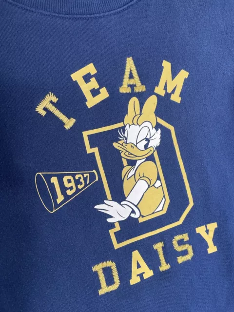 Disney Daisy Duck Sweater Jumper Navy Embroidered Printed Cartoon Pullover M VGC 9