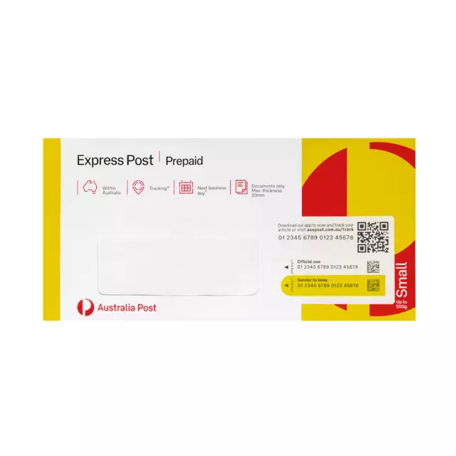 Australia Post Express Post Small DL Window Face Envelope – 10 Pack