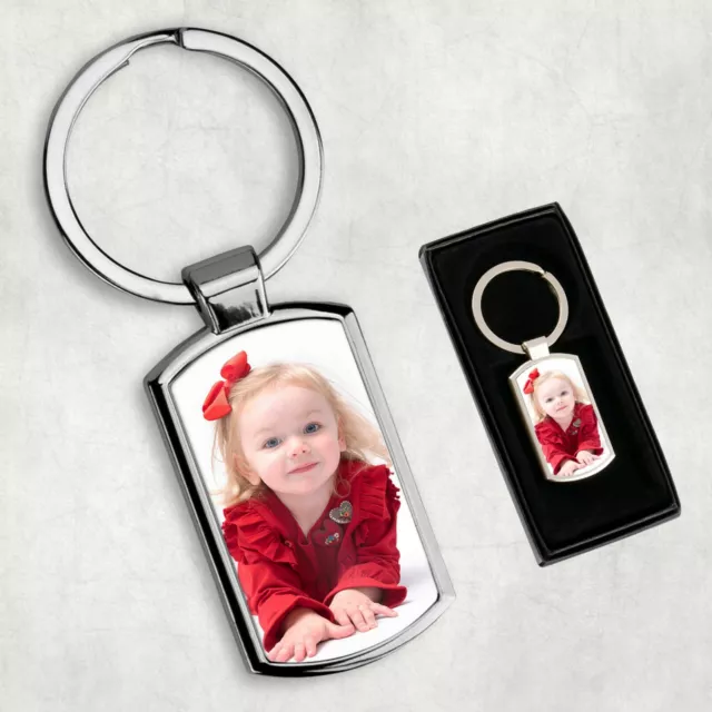 Personalised Photo Keyring, Customized With Your Picture / Logo - With Giftbox