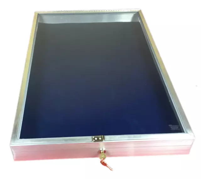 Aluminum Display Case End Opening 22 x34 x 31/4 Knives Cards Gun with BLUE LINER