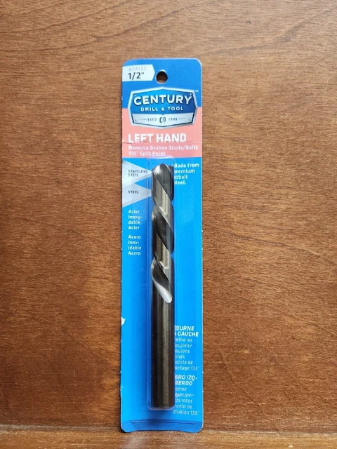 Century Drill & Tool 74132 Cobalt Left Hand Stub Drill Bit, 1/2"