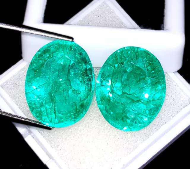 Loose gemstone Natural Emerald Oval Shape 8 to 10 Ct Certified Pair H197