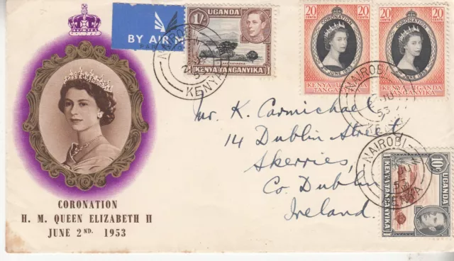 KUT: Mixed GVI/QE2 Coronation Cover: Nairobi to Skerries, 2 June 1953